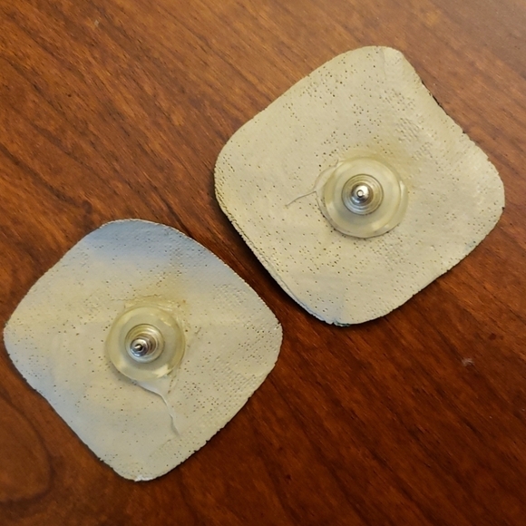 Earrings Fabric Hand Crafted Tan&Green&Black Large - Picture 2 of 8